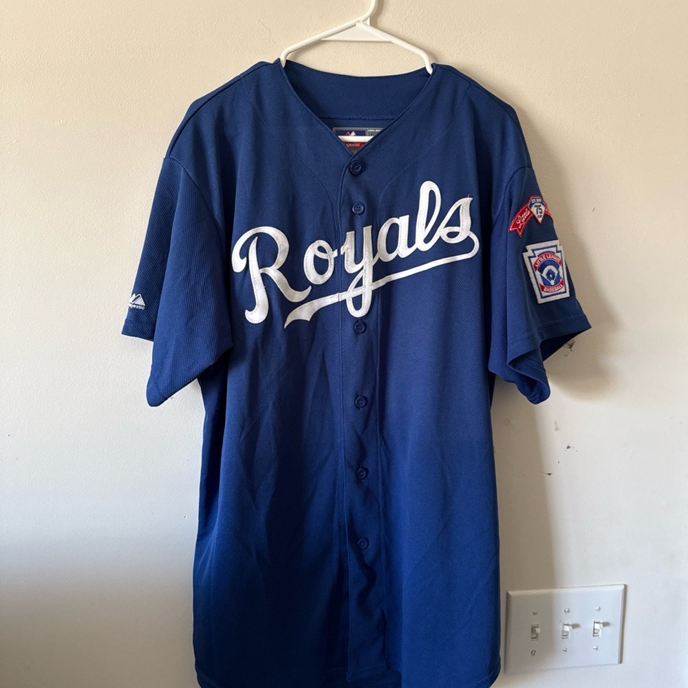 Men’s Majestic Tim Collins #55 Kansas City Royals Little League Jersey Sz L